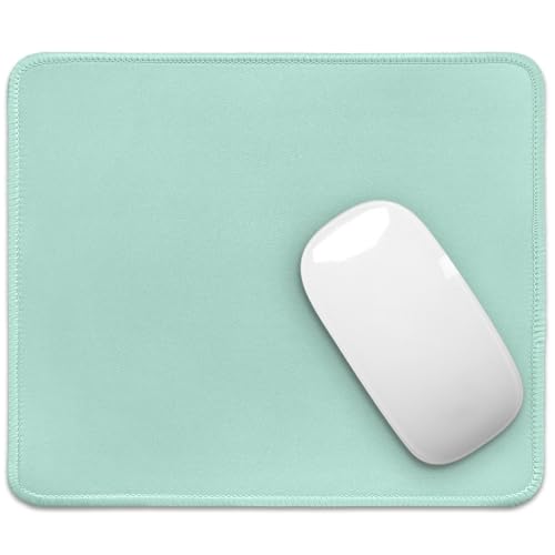 Image of FROGIGO Mouse Pad with Stitched Edges - Solid Color Mousepad for Women, 9.25 x 7.75 inch Washable Square Desk Pad, Non-Slip Rubber Base, Office Home Laptop Accessories - Baby Blue
