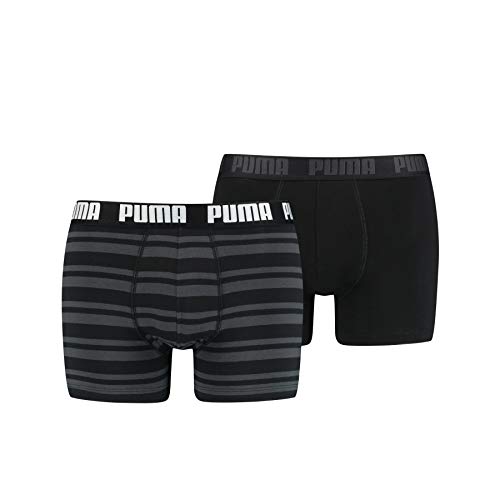 PUMA Heritage Stripe Men's Boxers (2 Pack) Calzoncillos, Negro, L (Pack de 2) para Hombre