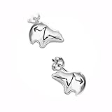 New Native American Fetish Heartline Bear 925 Sterling Silver Stud Post Earrings TRRII0779ISSSL