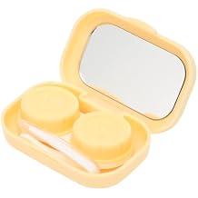 JEOZBM Contact Lens Cases, Portable Contact Lens Storage Container, Contact Lens Soak Storage Kit with Contact Lens Remover Tool for Daily Use6cm-Yellow