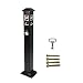 AIWFL Metal Vertical Trash Bin Outdoor Trash Cans Holder Waste Containers 1.2M Ash Bin w/Key (Black)