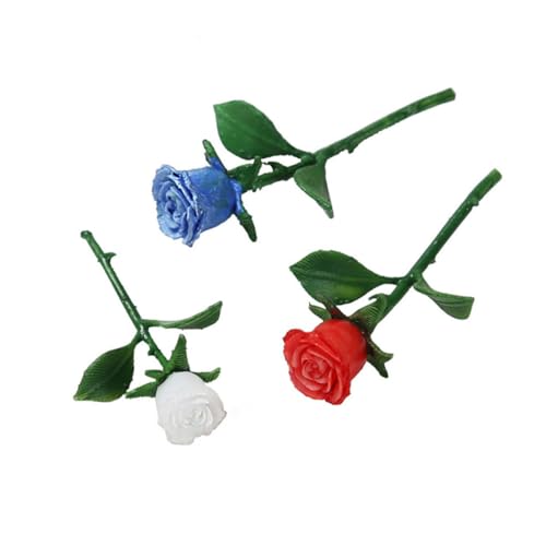 ERINGOGO DIY Crystal Epoxy Mini Roses 20mm/25mm Miniature Artificial White Roses Unique Model Ornament Craft Supplies for Home