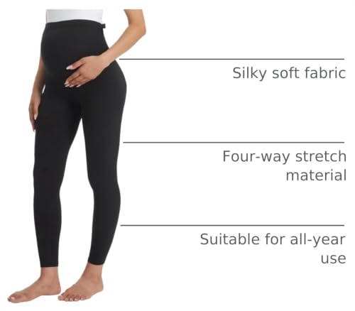 Image of Buttergene Women's Maternity Leggings over the Belly Pregnancy Active Wear Workout Yoga Tights Pants