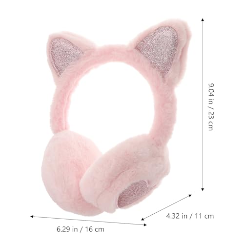 Orejeras de felpa orejas de gato para niña protector auditivo rosa de invierno 2