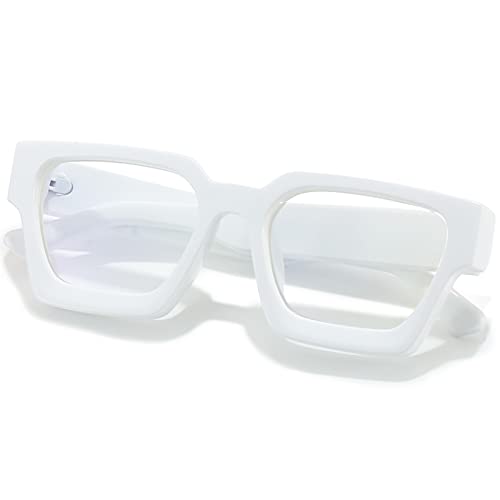 Image of AIEYEZO Square Thick Frame Glasses for Women Men Fashion Blue Light Glasses Trendy Chic Computer Eyeglasses