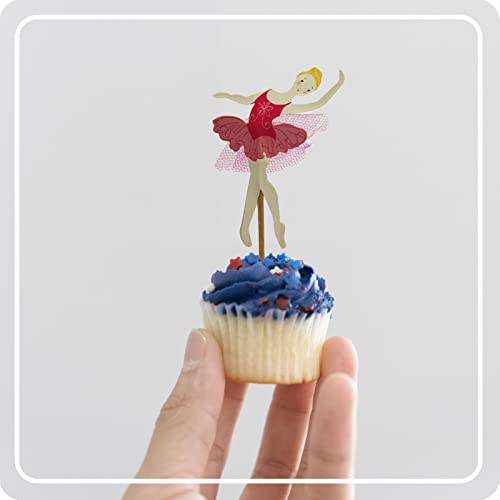 24Pcs Ballet Girl Dance Cupcake Toppers, Ballerina Cake Decoration For Wedding Birthday Party #TOP4