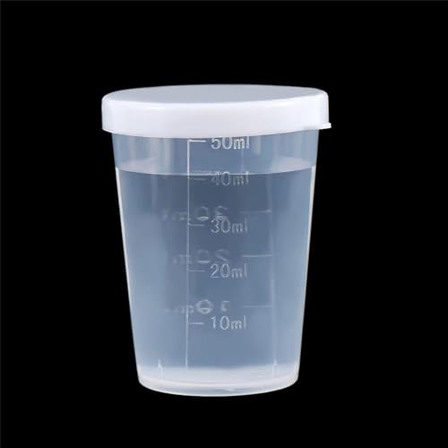 10 vasos medidores plásticos de 50 ml con tapa miniatura 3