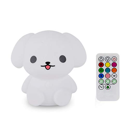 basku Luz Nocturna Infantil Niños, Luz Quitamiedos Bebé, Luces LED de Noche, Lámpara Habitacion Decoracion con Brillo Ajustable, 3 Modos, 9 Colores, Regalo de Cumpleaños y Fiestas (perro)