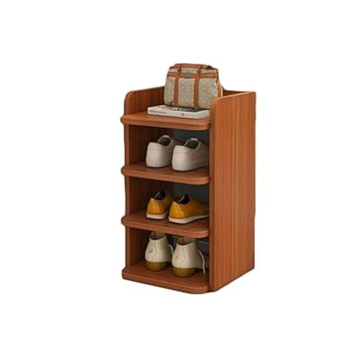 シューズラック 木製 スリム シューズボックス 縦長 下駄箱 靴箱 スリッパシューズラック 靴収納キャビネット 玄関収納 靴入れ スリッパ入れ 靴置き 省スペース 防塵 多層 狭い 通気性 玄関 廊下 クローゼット アパート用 (ブラウン,Medium)