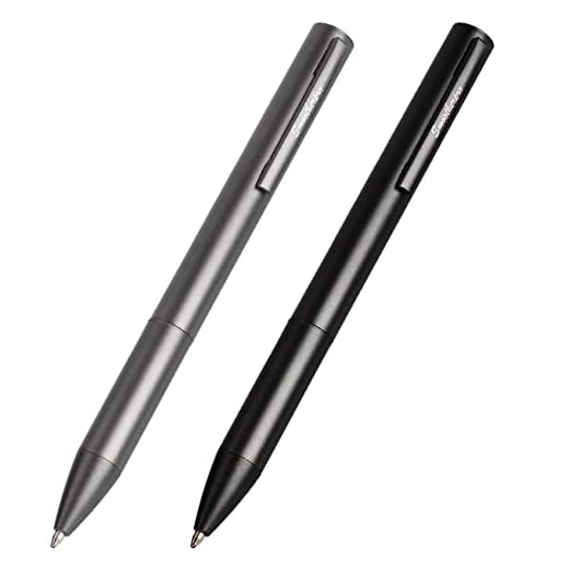 SMOOTHERPRO Ballpoint Pens 2 Pack Balanced CNC Machined Grip Ink Refillable Twist Elegant Metal Gel Pen Set Fine Point for Business Office School EDC Gift(GB302)