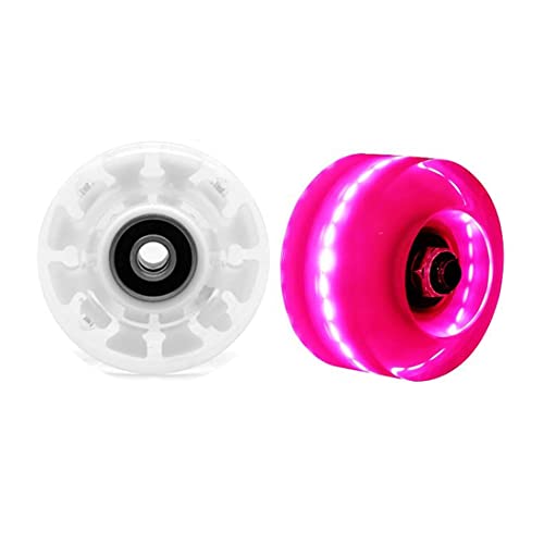 Mruabtiy 4 Pack 82A Light up Roller Skate Wheels 32 x 58mm, Luminous Skate Wheels with Bearings Installed for Double Row Skating and Skateboard Accessories (Pink)
