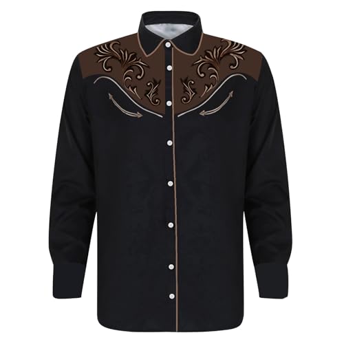 Chemise Manches Longues Imprimé 3D Floral avec Col Revers pour Homme Élégant
