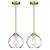 Audickic 2 Pack Pendant Lights Kitchen Island, 8" Gold Pendant Light Fixtures with Globe Clear Glass Shade, Modern Brass Kitchen Island Lighting for Bathroom, AD-22280-2PL-GD