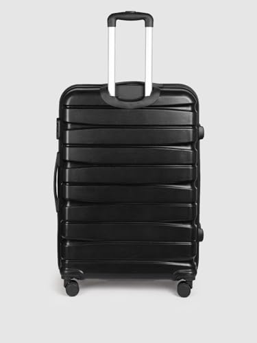 Image of Teakwood Unisex Trolley Bag for Travel, Hard Cabin Trolley Suitcase Bag, Numver Lock System 360 Degree 8 Rotating Wheels | Set of 3 (55, 65, 76 CM, Black)