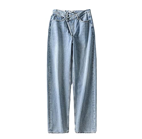 Jean vintage 90S femme coupe ample droite bleu taille 54 pour silhouette sublimée