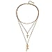 Produktbild LWHRKSJC Böhmische Mehrschichtige Rose Kreuz Halskette Anhänger Für Frauen Vintage Gold Farbe Partei Charme Choker Halskette Kragen Schmuck