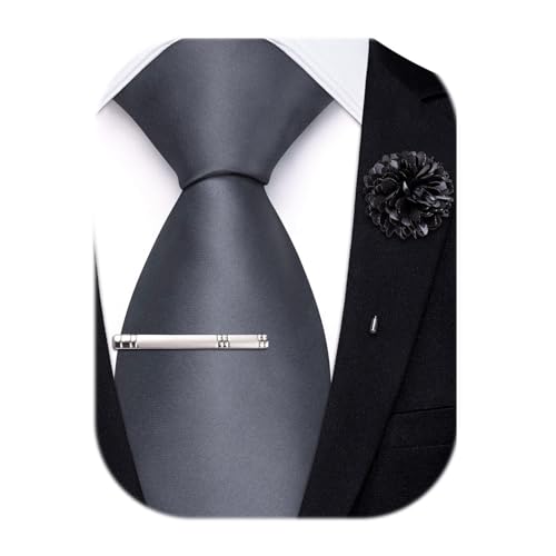Image of Hi-Tie Men's Extra Long Solid Satin Tie Set 63 Inch /70 Inch Formal Necktie