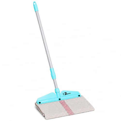 Image of Zureni Telescopic Mop with Wiper Stainless Steel Extendable Handle and Cotton Cleaner Adjustable Pole Without Bucket for Home Kitchen Cleaning Dry & Wet Floor (Pack of 1, Blue)