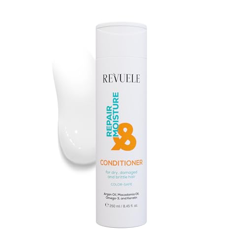 REVUELE Conditioner Repair & Moisture – Balsamo Capelli Riparatore e Idratante con Cheratina, Olio di Argan e Macadamia, Rinforza, Nutre e Riduce il Crespo, Adatto a Capelli Secchi e Danneggiati, 250