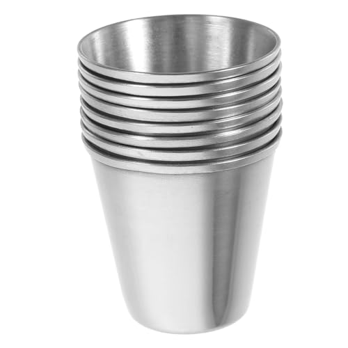 Cabilock Modern Stainless Steel Cup Set 8-piece Unbreakable Beer Glasses Cups for Drinking Sauce Dishes Mini Bowls Dipping Containers 30ml Stylish Design