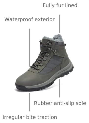 Image of TSIODFO Men's Snow Boots Outdoor Waterproof Winter Boots Fur Lined Cold Weather Shoes