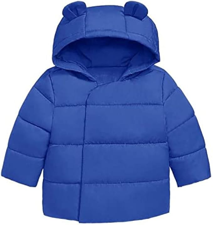 Febriajuce Toddler Kids Winter Hooded Coats Cute 3D Ear Warm Cotton Windproof Snow Overwear Jackets with Pockets