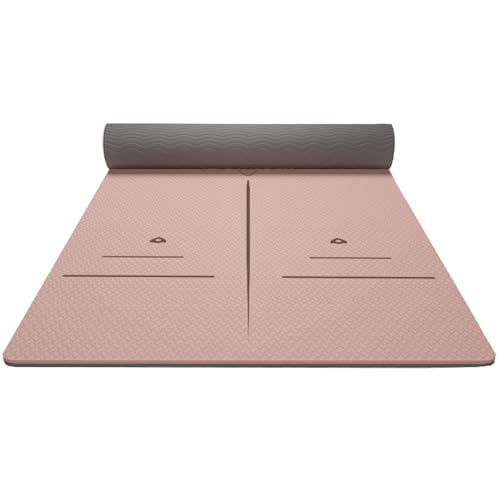 Tappetino da yoga antiscivolo in TPE, extra largo e spesso, professionale, double-face, con cinghia per il trasporto, per allenamento a casa