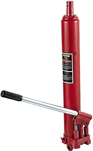 VEVOR Hydraulic Long Ram Jack, 8 Tons/17636 lbs Capacity, with Dual Piston Pump and Clevis Base, Manual Cherry Picker w/Handle, for Garage/Shop Cranes, Engine Lift Hoist, Red