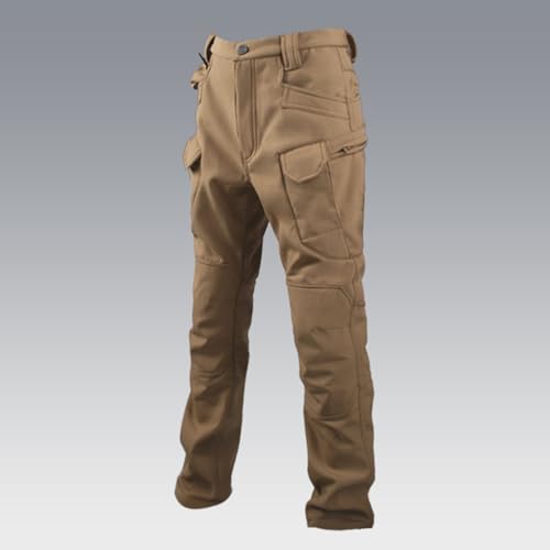 NUOLALDH Pantalones Termicos Frio Hombre,Fleece Lined Pants Men Winter Pant Waterproof Snow Bottom Insulated Work Plus Size Cold Weather Clothing 01 Khaki X-Large - image 4