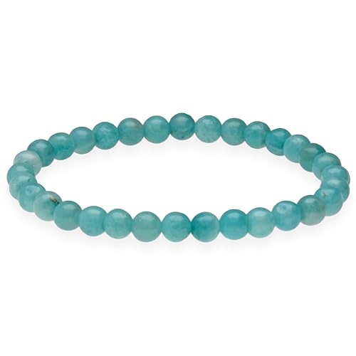 Lebensquelle Plus Kugelarmband | Perlen Armband 6 mm | Hochwertiges Edelsteinarmband | Natur Stein Edelsteinarmband dehnbar (Amazonit)