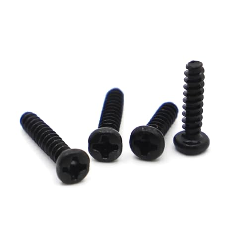 tornillos de acero inoxidable, Tornillos autorroscantes de acero negro, cabeza plana con ranura en cruz y cola horizontal M1.4-M4(6mm,M1.7 100pcs)