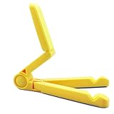デスクトライアングル折りたたみスタンド タブレット/スマートフォン用 角度調整可能 コンパクト収納 (イエロー)