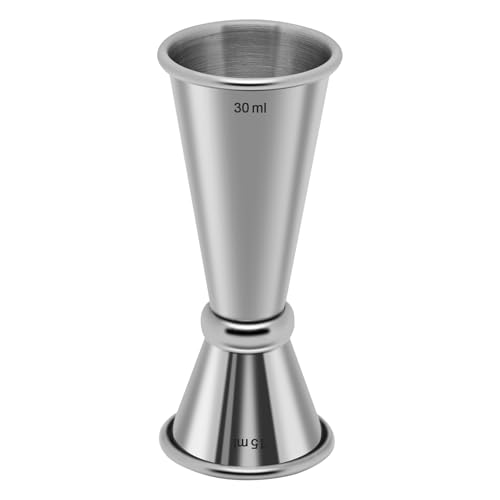 15 ml x 30 ml 304 Stainless Steel Rolled lip Cocktail Double Jigger Japanese Style Measuring Oz Cup Bar Tool Shot for Bartending Bartender Jiggers Ounce Measurements Alcohol Drink (15 ml x 30 ml)