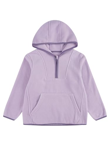 easyforever Kids Girls Boys Hoodie Warm Fleece Jacket Hooded Casual Long Sleeve Zipper Pullover Top Homewear Purple 7-8 Years