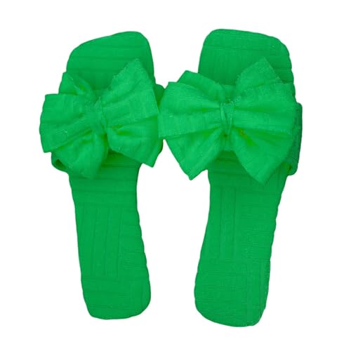 Cocila Sandalias Leather Wedge Plat Mule Pantuflas para Mujer, Liso, con Punta Redonda, Versátiles, Exteriores, Planas E Informales Verano. Zapatillas por (Green, 36) Chanclas