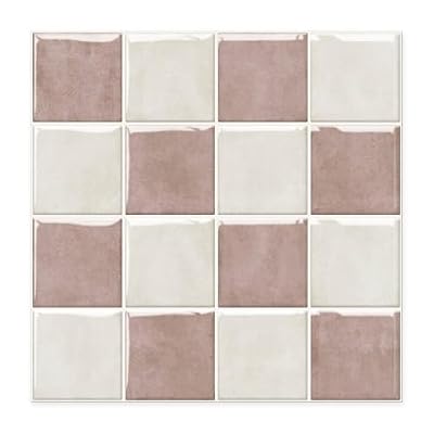 Tretizl 10 Sheet Thicker Peel and Stick Backsplash, Self-Adhesive Wall Tiles for Kitchen Bathroom, Easy to Install, 12"x12", Pink and Beige