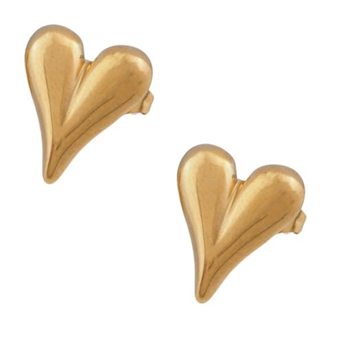 ハートピアス ステンレス 金属アレルギー対応 ゴールド シルバー シンプル ぷっくり ハート 大人可愛い かわいい プレゼント ギフト (ゴールド)