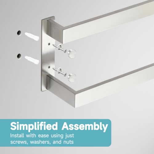 Alise Double Towel Bar, 32" Double Towel Racks for Bathroom, Brushed Nickel by Alise - Used condition - Image 5