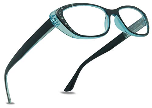 ShadyVEU Retro Stylish Cateye Reading Glasses Rhinestone Dual Candy Tone Color Magnification Fashion Readers 1.25 to 3.00