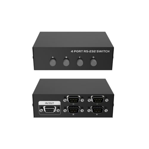 Serial DB9 Pin RS232 Switcher Sharer Splitter 4 in 1 Out 2 in 1 Out 1 in 4 Out Bidirectional Switching (1 Host at a time) 4 Computer Hosts Laptop Sharing Monitor or Hard Disk