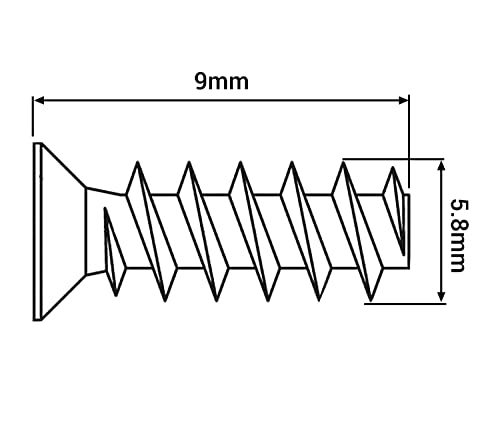 SKIR'CO (200 pcs) Zinc Plated Euro Screws 5.8 x 9 mm, Drawer Runner Screws, Flat Countersunk Head (Drill Bit Included) - Image 4