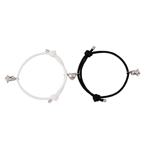 BEYEQCEZ Bracciale Magnete Anima Gemella, 2pcs Braccialetto magnetico a forma di cuore, Bracciale coordinato Yin Yang, Amore Magnete Intrecciato a Mano Corda Braccialetti di Corrispondenza