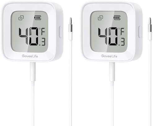 GoveeLife Bluetooth Refrigerator Thermometer with LCD Disaplay, 2-Pack