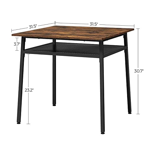 Vasagle Dining Table, Square Office Desk With Storage Compartment, Industrial, 31.5 X 31.5 X 30.7 Inches,Brown #TOP2