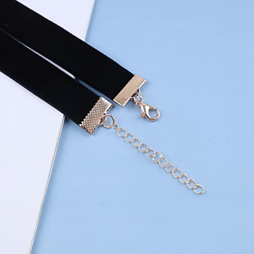 Zeshimb Punk Black Velvet Necklace Gold Bell Collar Necklace Stain Ribbon Necklace Gothic Retro Leather Necklace Vintage Velvet Choker Necklace Jewelry For Women And Girls #TOP5