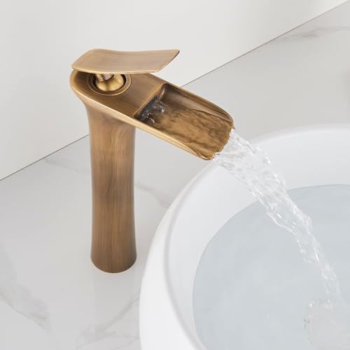 Grifo de lavabo cascada de latón para evitar salpicaduras con grifo monomando corto oro 7