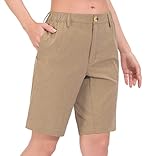 Little Donkey Andy Damen Leichte schnell trocknende Bermudashorts UPF 50 Stretch-Shorts für Golf Wanderen Reise, Kakhi Heide L