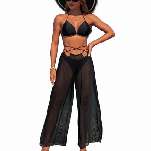 Sexy Bikini Set with Cover Up Pants Swimwear for Beach and Hot Spring Bathing Suit for Women