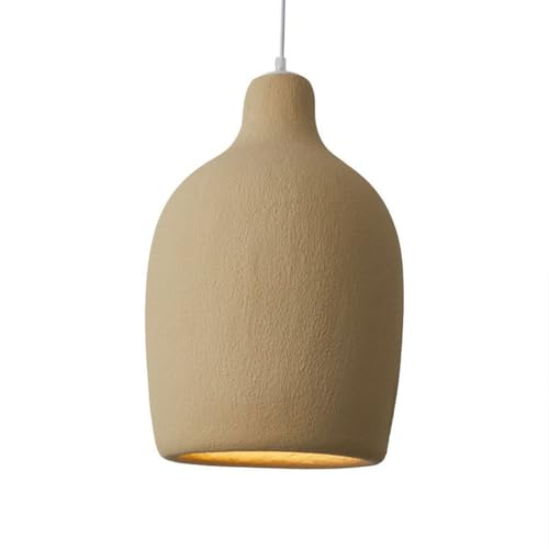 Style Pendant Light Fixture, Minimalist Textured Resin Hanging Lamp, Cream Beige Bottle Shape...