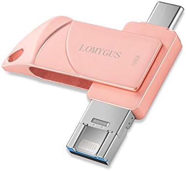 Photo Stick for iPhone iPad 128GB, Lightning Flash Drive, USB Type c Flash Drive, LOMYGUS USB Storage for Samsung Phone MacBook Pro iPhone X XR XS 6 6S 7 7S 8 8S (Pink 128GB)